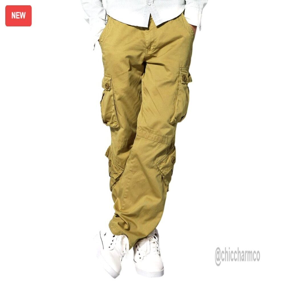Men's Cargo Pants with 8 Pockets, Cotton Twill, Regular Fit